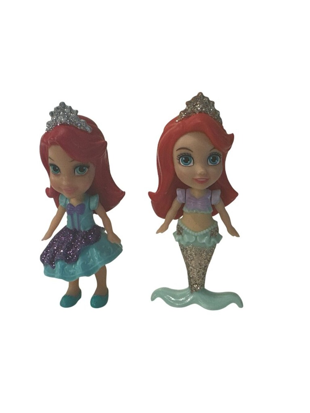 Disney Little Mermaid Mini Toddler Princess Ariel Lot of 2 Figures Dolls 4"